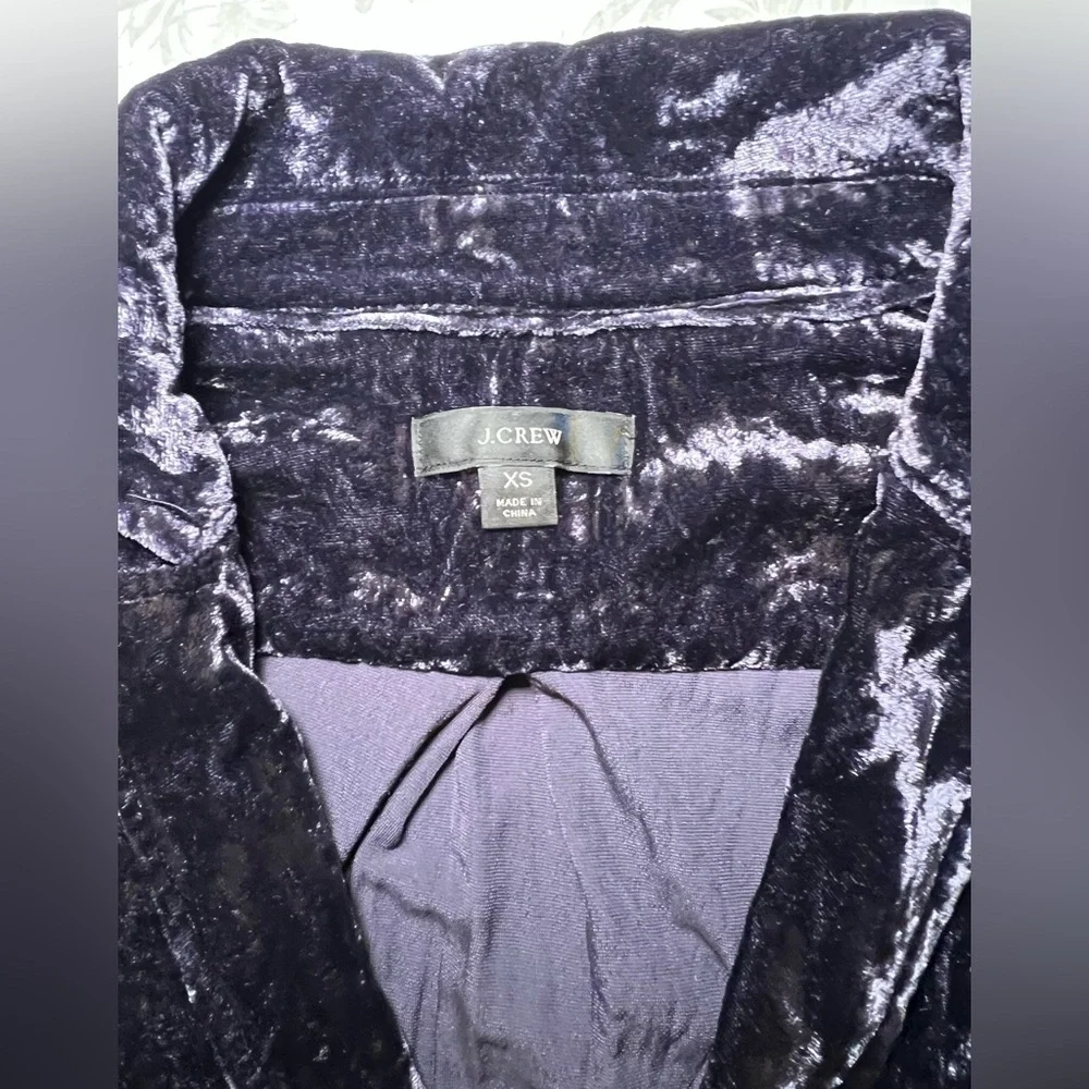 J Crew Crushed Velvet Velour Collared Pullover Shirt Blouse Top size XS - Picture 3 of 11